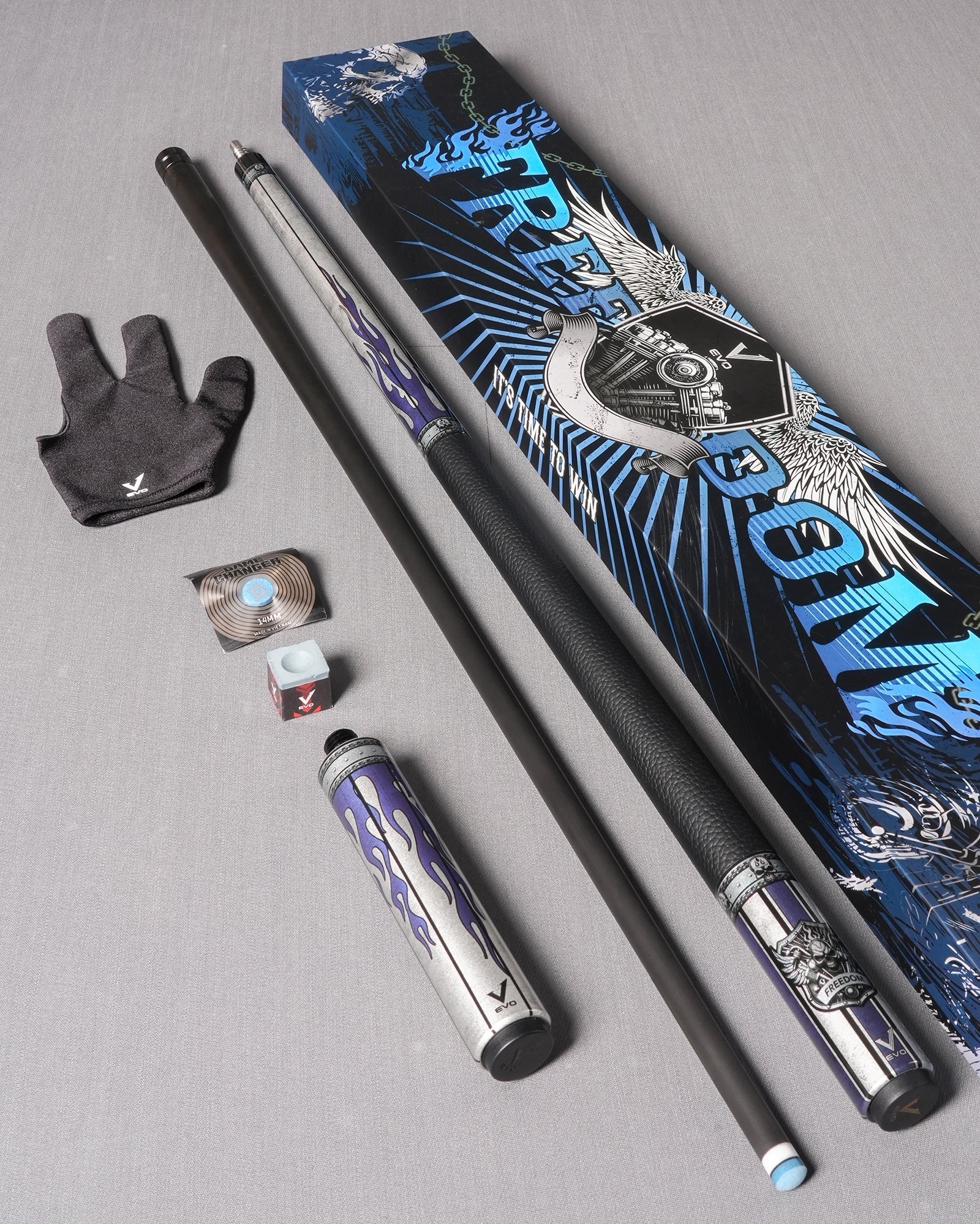 EVO FREEDOM MAXBING EDITION - AZURE FLAME - BLACK LEATHER WRAP