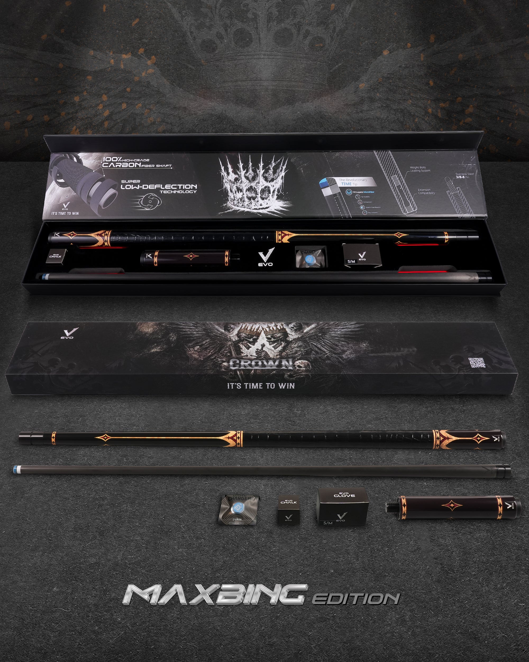 EVO CROWN MAXBING EDITION - ROYAL BLACK - BLACK LEATHER WRAP