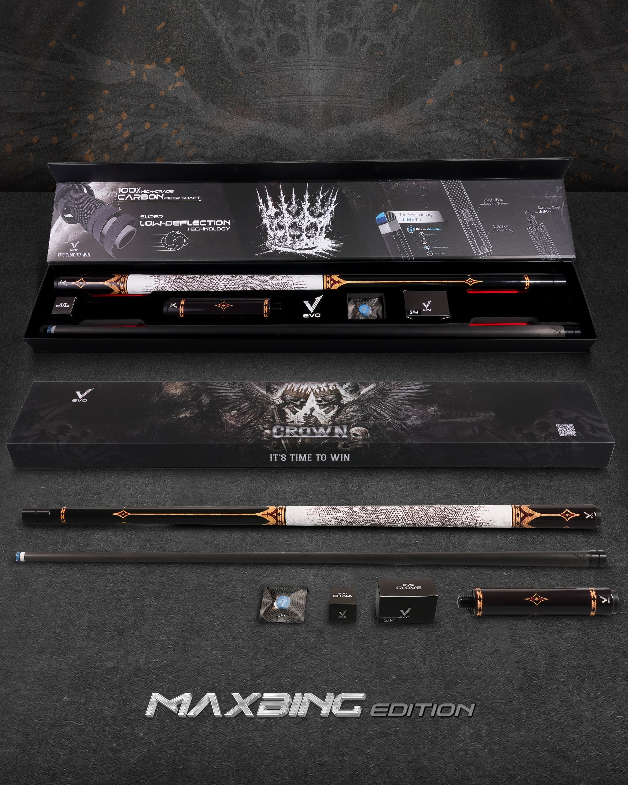 EVO CROWN MAXBING EDITION - ROYAL BLACK - WHITE LEATHER WRAP