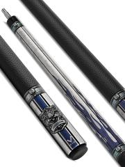 EVO FREEDOM POOL CUE - AZURE FLAME - BLACK LEATHER WRAP
