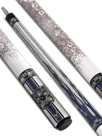 EVO FREEDOM POOL CUE - AZURE FLAME - WHITE LEATHER WRAP