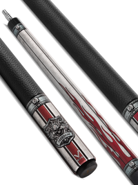 EVO FREEDOM POOL CUE - CRIMSON FLAME - BLACK LEATHER WRAP