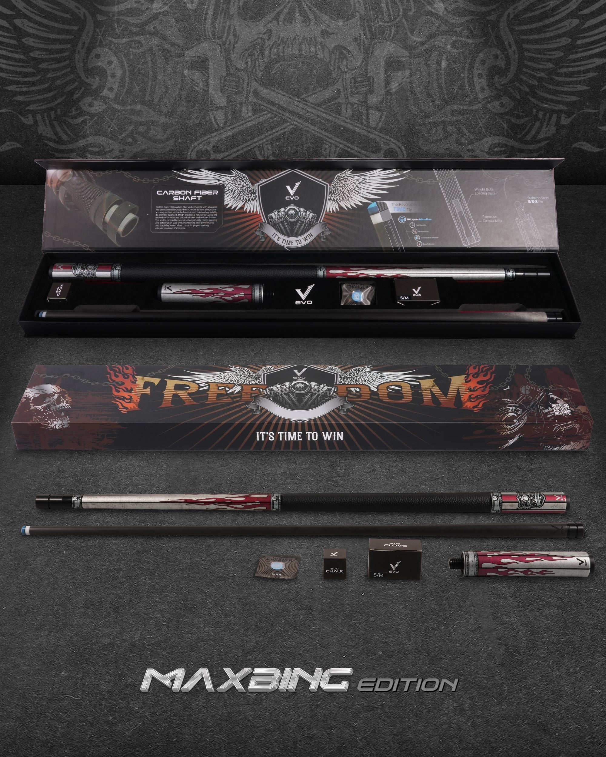 EVO FREEDOM MAXBING EDITION - CRIMSON FLAME - BLACK LEATHER WRAP