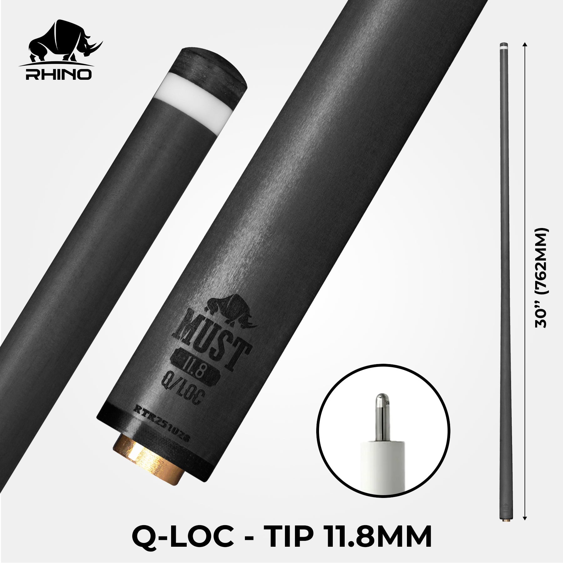 RHINO MUST 30" / Q-loc Pro Carbon Pool Cue Single Shaft