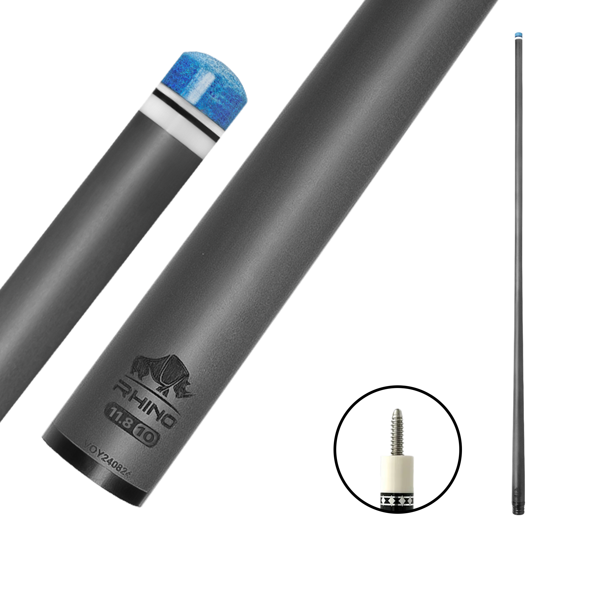 Rhino - 30" / 3/8-10 Carbon Pool Cue Single Shaft