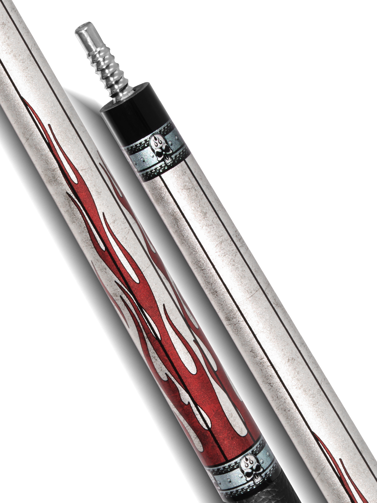 EVO FREEDOM POOL CUE - CRIMSON FLAME - BLACK LEATHER WRAP