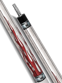 EVO FREEDOM POOL CUE - CRIMSON FLAME - WHITE LEATHER WRAP