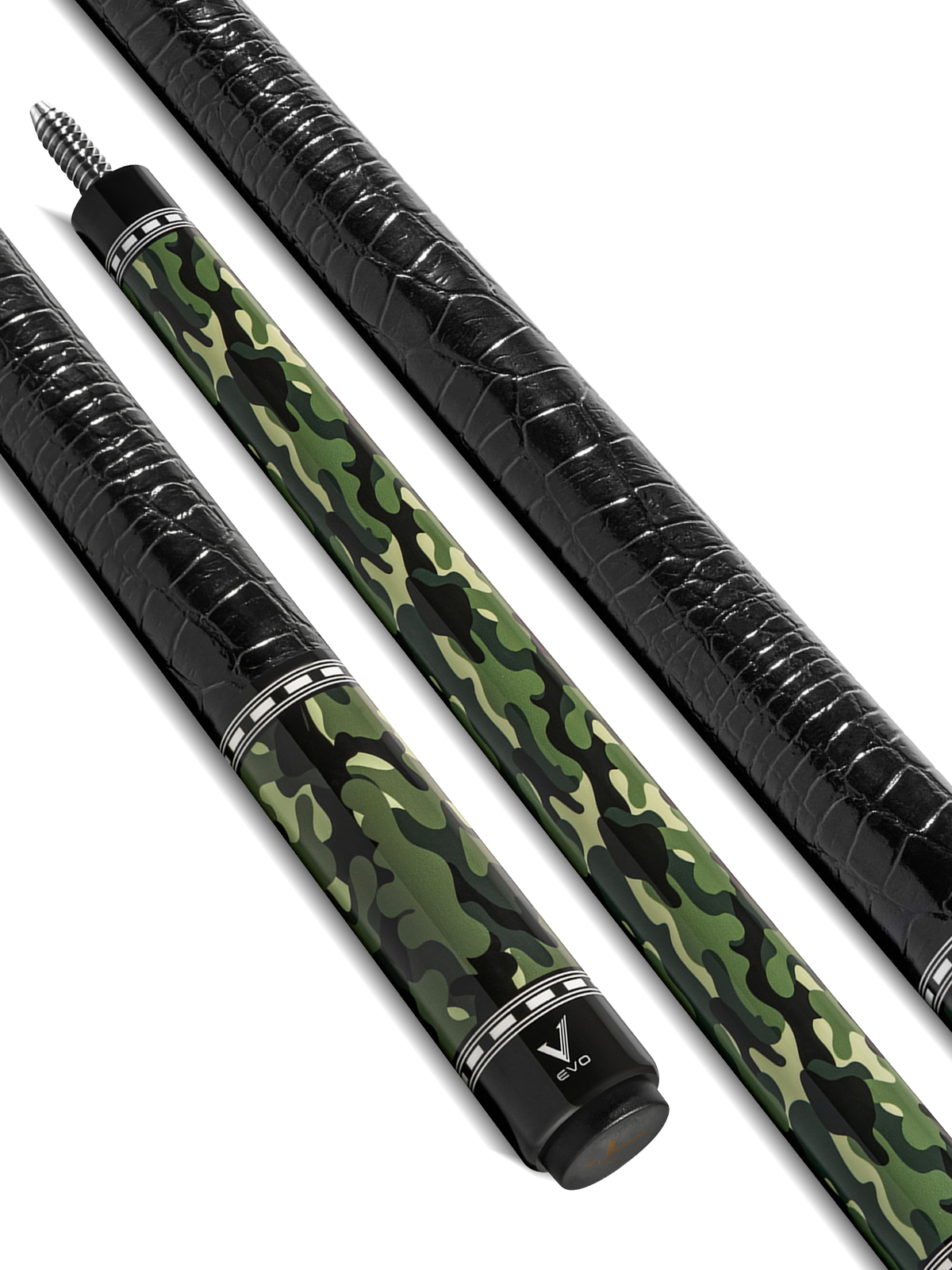 EVO CAMO POOL CUE - VIPER - LEATHER WRAP