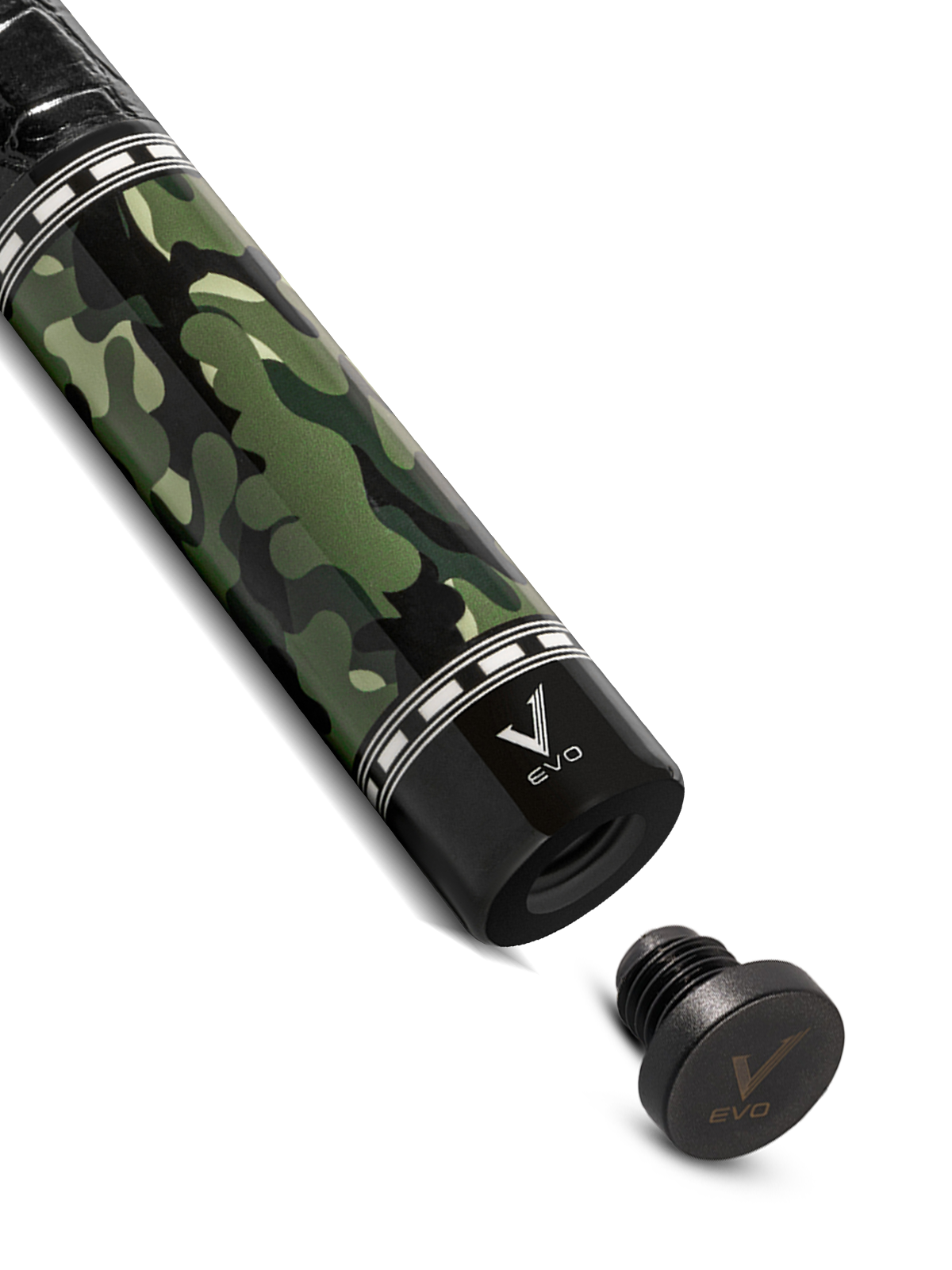 EVO CAMO POOL CUE - VIPER - LEATHER WRAP