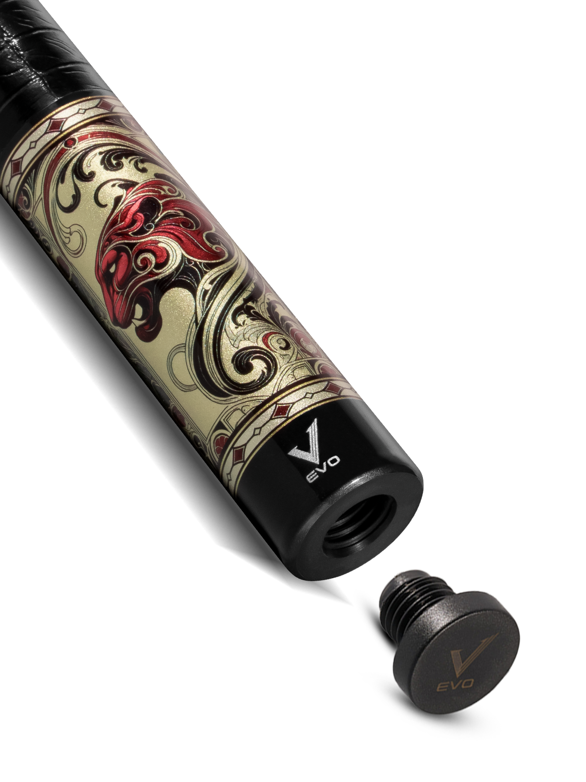 EVO BEAST POOL CUE - SCARLET PANTHER - LEATHER WRAP