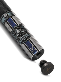 EVO FREEDOM POOL CUE - AZURE FLAME - BLACK LEATHER WRAP
