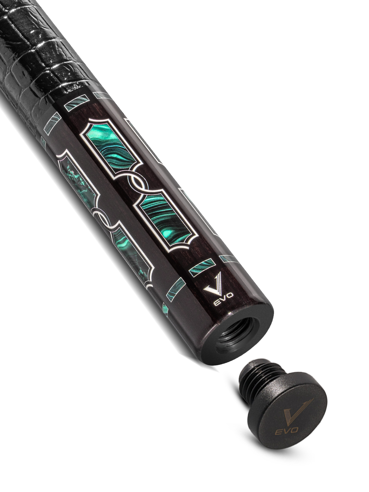 EVO LUNA POOL CUE - MALACHITE ECLIPSE - LEATHER WRAP
