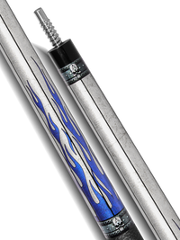EVO FREEDOM POOL CUE - AZURE FLAME - BLACK LEATHER WRAP