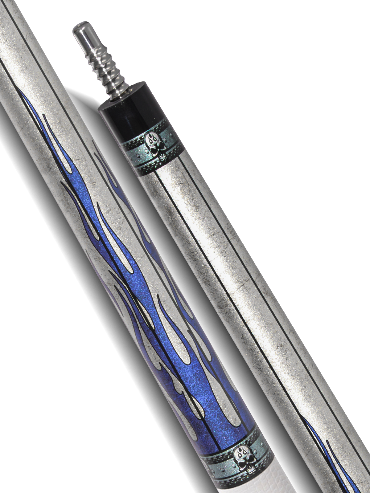 EVO FREEDOM POOL CUE - AZURE FLAME - WHITE LEATHER WRAP