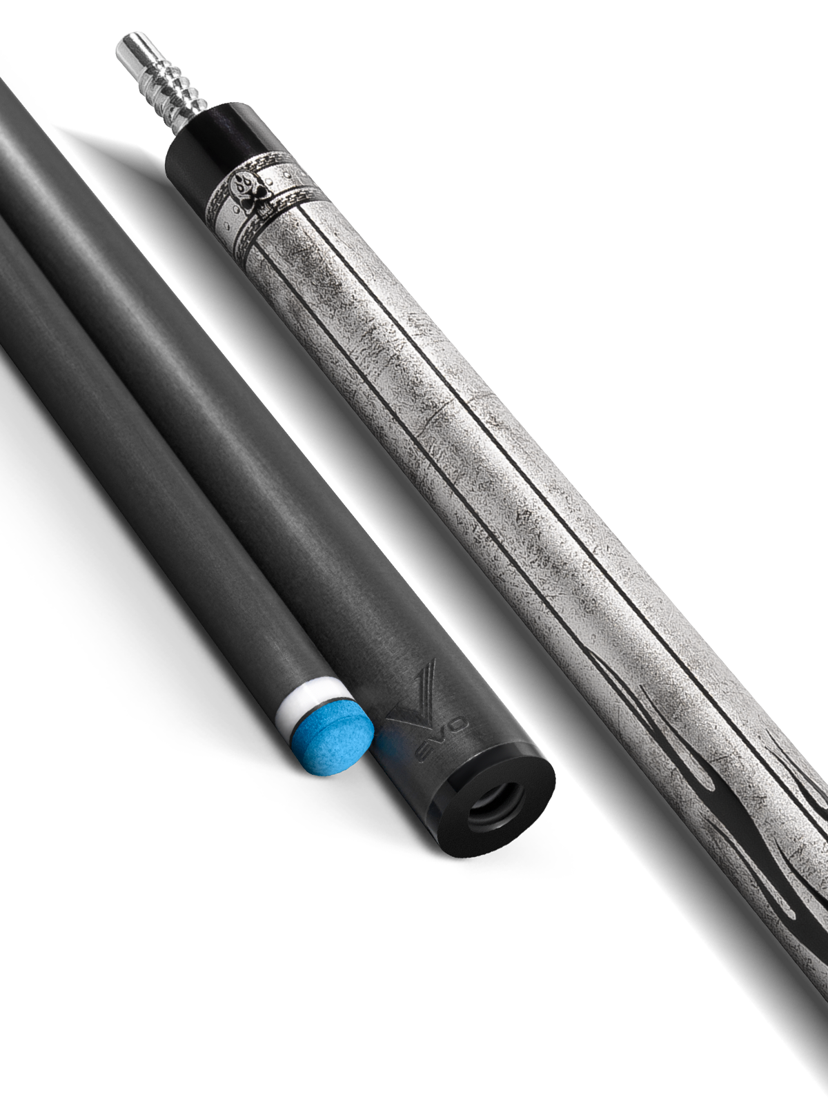 EVO FREEDOM POOL CUE - SHADOW FLAME - BLACK LEATHER WRAP