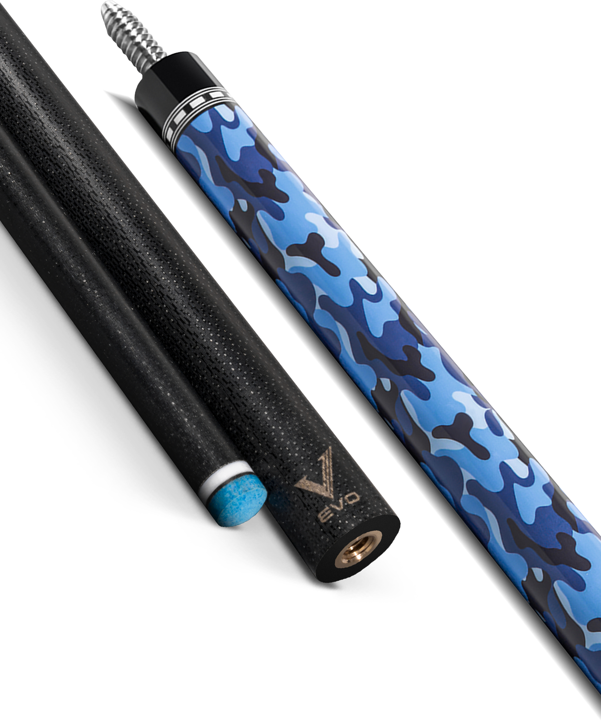 EVO CAMO POOL CUE - NAVY - LEATHER WRAP