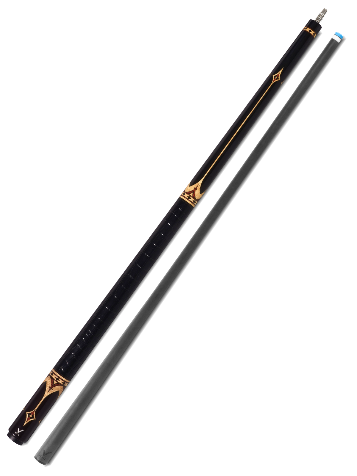 EVO CROWN POOL CUE - ROYAL BLACK - BLACK LEATHER WRAP