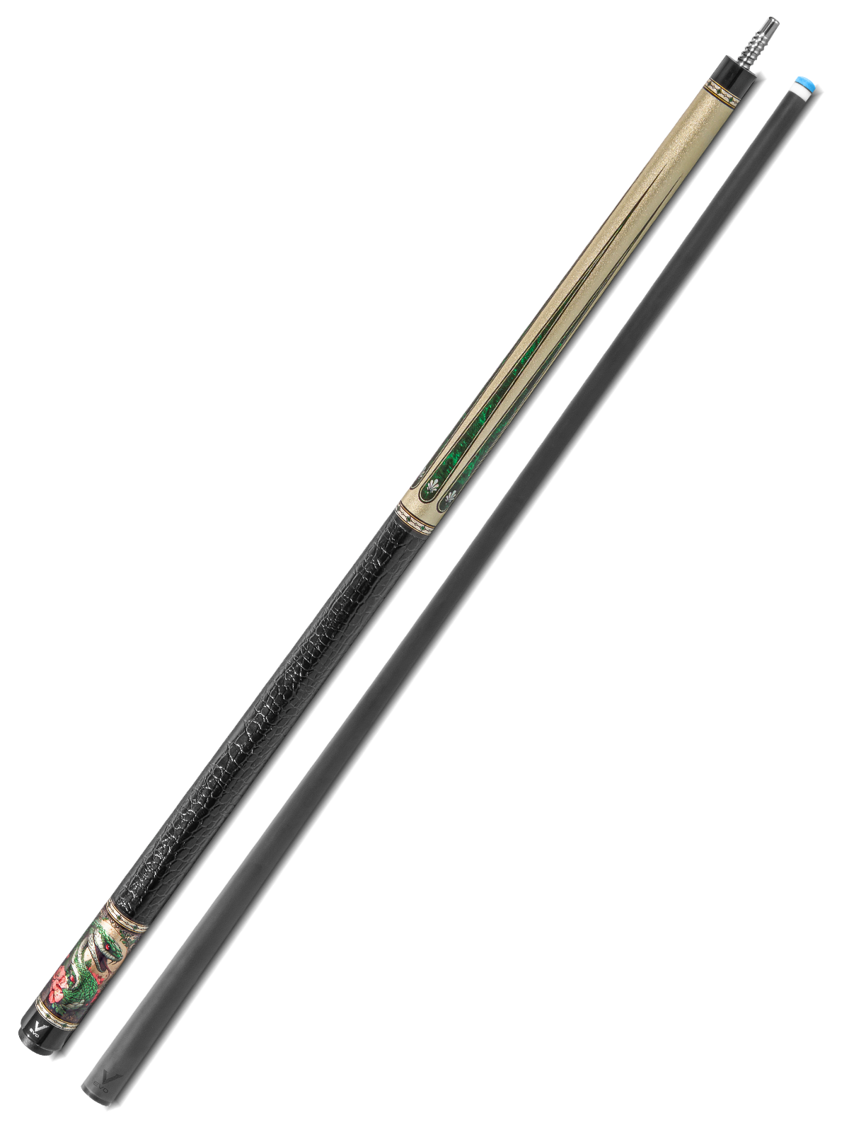 EVO BEAST POOL CUE - EMERALD COBRA - LEATHER WRAP