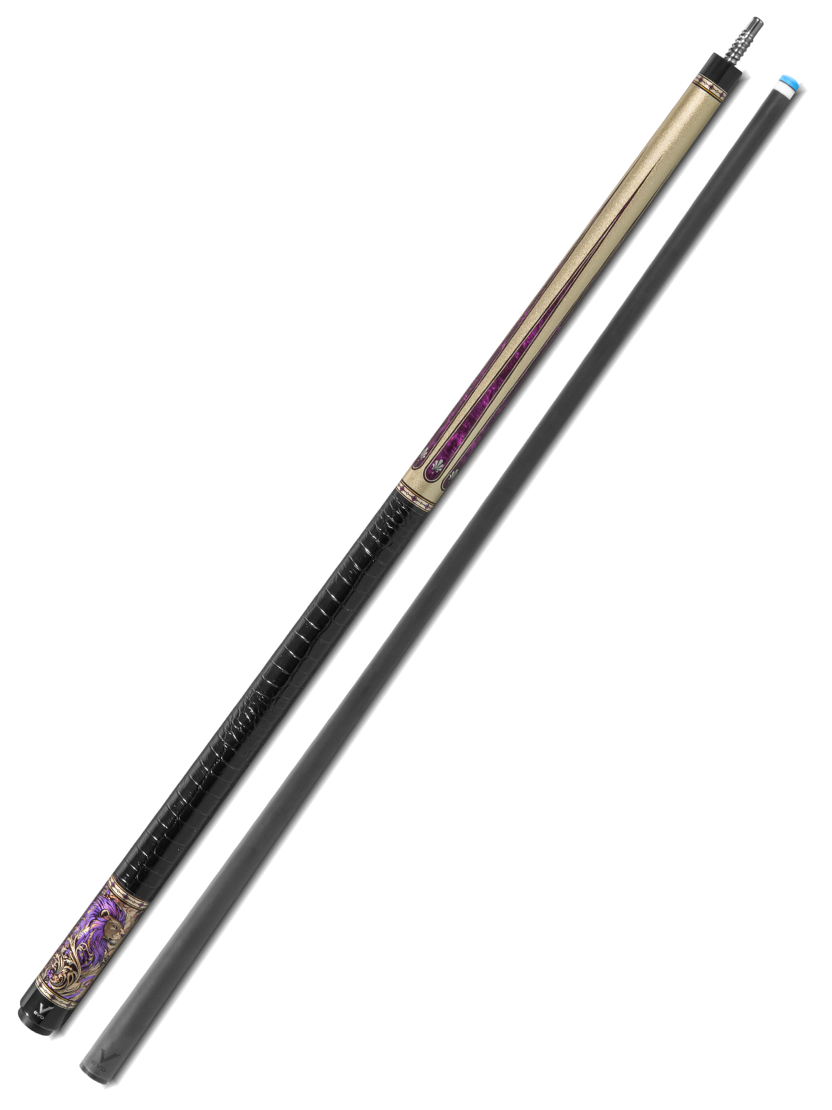 EVO BEAST POOL CUE - AMETHYST LION - LEATHER WRAP